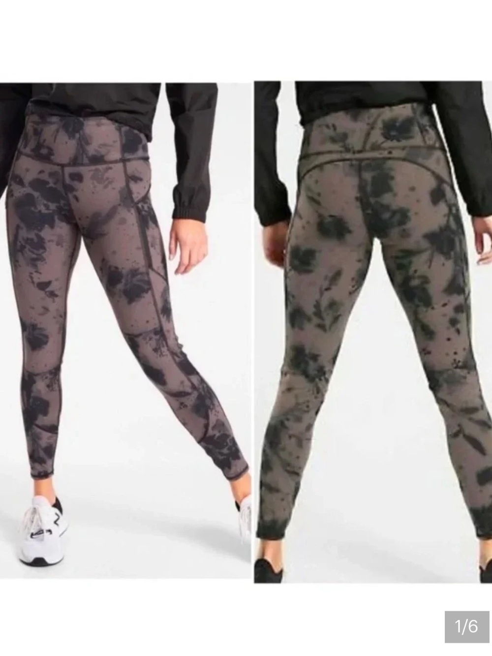 Athleta Rainier Reflective Tight Floral Zipper Pocket